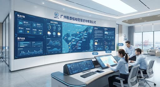 海事人员在指挥中心使用数字化解决方案